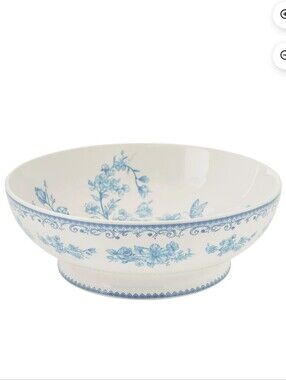 ❤️ New The Pioneer Woman Agatha Blue and White Flora 11"l Pedestal Serving Bowl